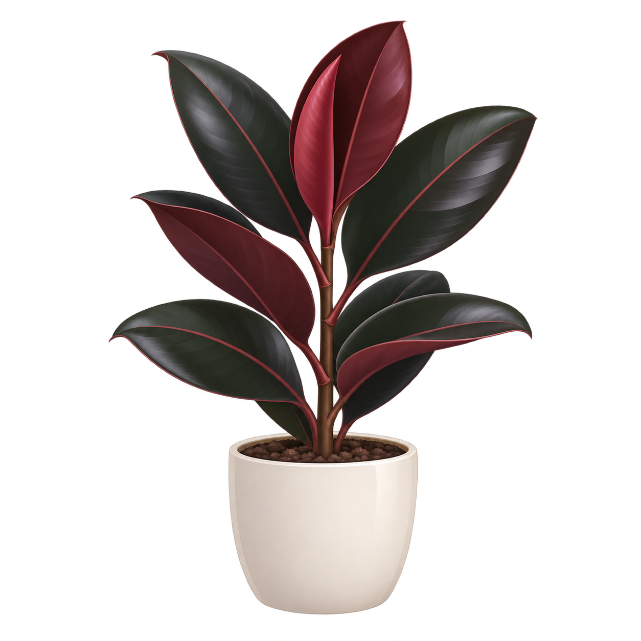 Ilustración botánica de Ficus Burgundy